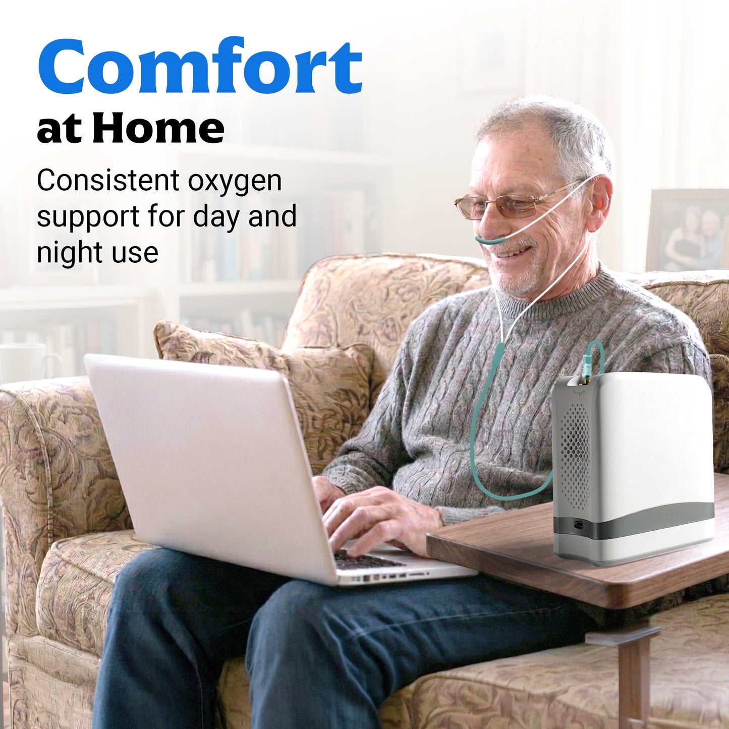 AI Powered Portable Oxygen Concentrator With Smart Pulse Flow | 1–7L Adjustable Oxygen Output | 90–94% Oxygen Purity